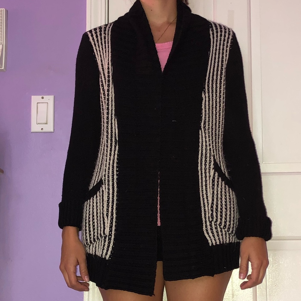 Francesca’s Black and White Cardigan Size L